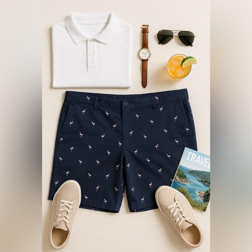 IZOD Navy Flamingo Print Shorts Men’s Size 36